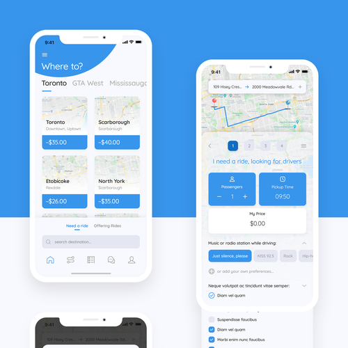 4 screen redesign for an Uber-for-X platform app Design by EYB