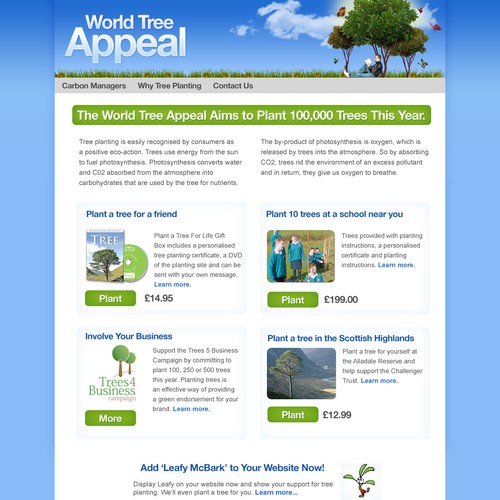 Web page for the  "World Tree Appeal" Réalisé par Brent