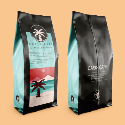 OASIS CAFE COFFEE BEAN PACKAGING DESIGN Design by suraiatonna