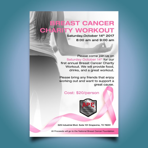 Breast cancer charity workout flyer