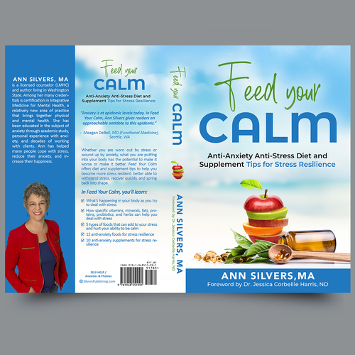 Captivating Yet Calm Book Cover for Stress Relief thru Nutrition Concept Design by Yna