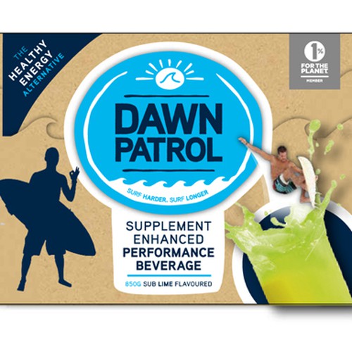 Supercharge your stoke! Help Dawn Patrol with a new product label Design by Dapper Design