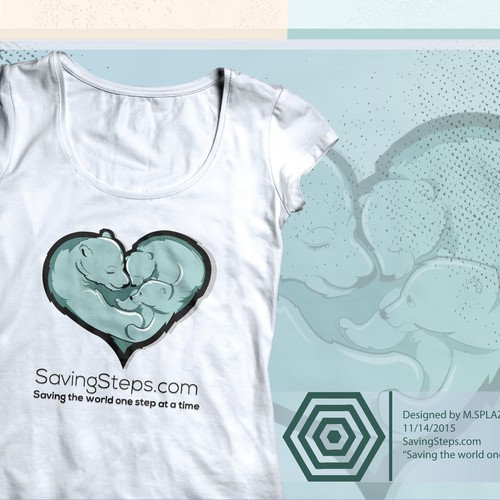 Cute Polar Bears Outline Art T-Shirt Design Design by M.SPLAZH