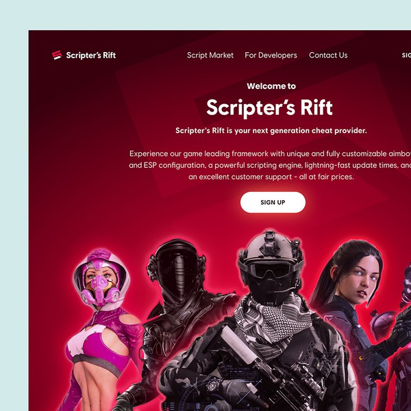 Design by Valeria S. titled "Scripting Marketplace Homepage"