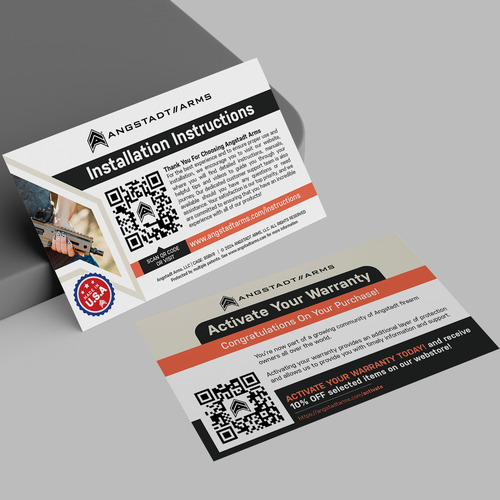 Warranty activation flyer for gun company (postcard) Design by Bennah