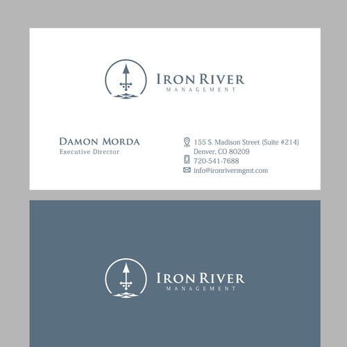 Create a logo and business card for Iron River Management Logo