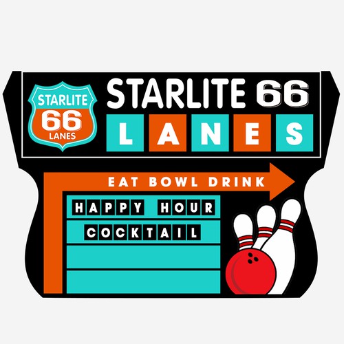 Designs Our Route 66 Bowling Alley needs a new roadside sign