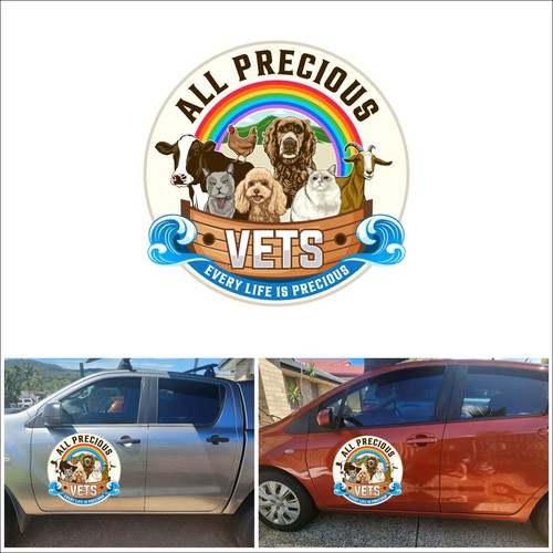"Design a Noah's Ark themed Logo for a Mobile Veterinary Practice. Warm, coastal, professional and cute" winning 