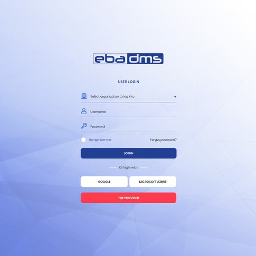 Design a login page for our document management system - EBA DMS Design by sandy#ogma