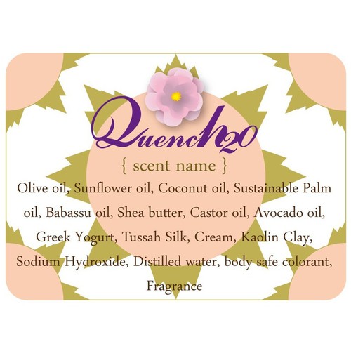 Create a Classy Soap label for a luxury brand bar soap, QuencH20
