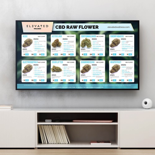 Flashy Cannabis Menu that highlights our Flower options Design by Gecko Creatives