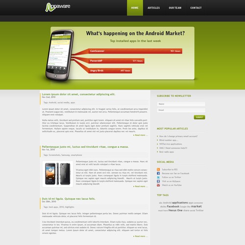 AppAware: Android and Twitter-like website デザイン by Fenrir Media