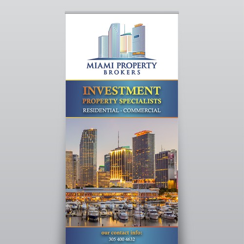 Create a sleek trade show banner for a Miami real estate company
