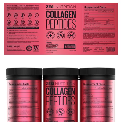 Design an attention grabbing, modern label for our collagen supplement Diseño de Imee008