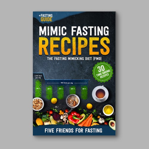 Design a fancy cover+basic layout for an e-book-based recipe book for the new fasting technique FMD Design by 3dicon