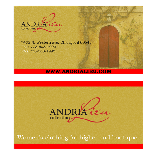 Create the next business card design for Andria Lieu Réalisé par danielpaulpascual08