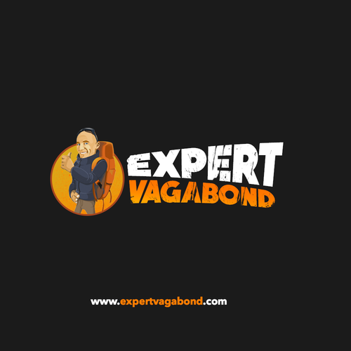 Fun adventure travel caricature & logo for the Expert Vagabond Diseño de Dzynz
