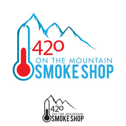 Create logo as the 42° is to look like 420 and then some mountains
and put "on the mountain" under smoke shop
 Design by bangkityp