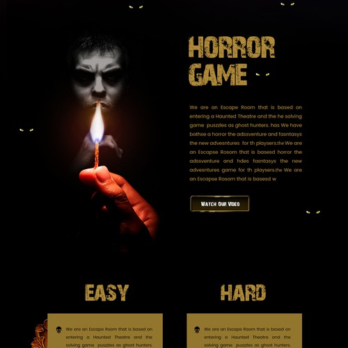 Haunted theatre game that displays both fantasy and horror adventure, Web  page design contest