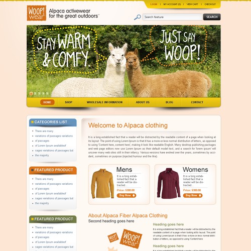 Design di Website Design for Ecommerce Business - Alpaca based clothing company. di avijitdutta