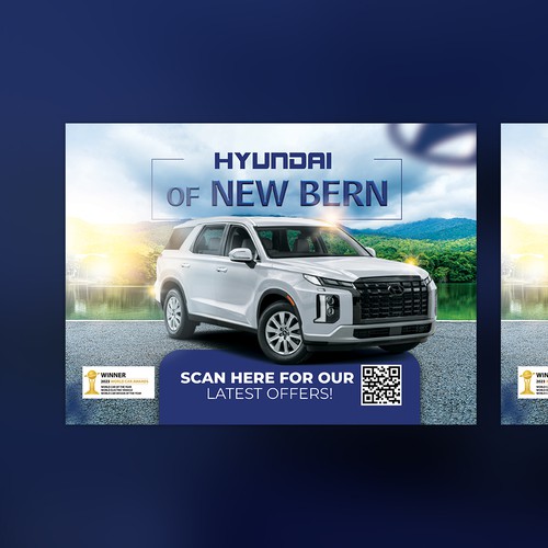 Flyer for Hyundai car dealership showing off the new Palisade and Elantra Design by hira javed