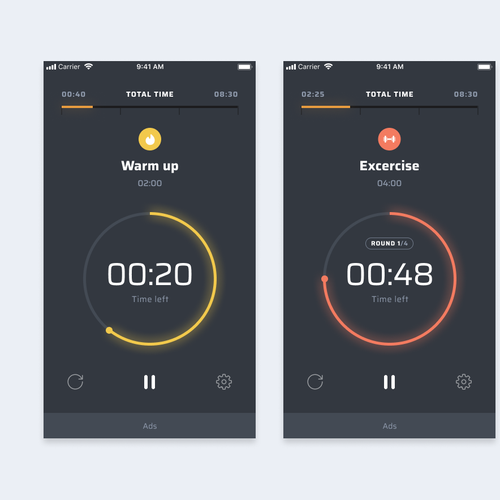 Redesign a popular fitness timer app Design by Softsea