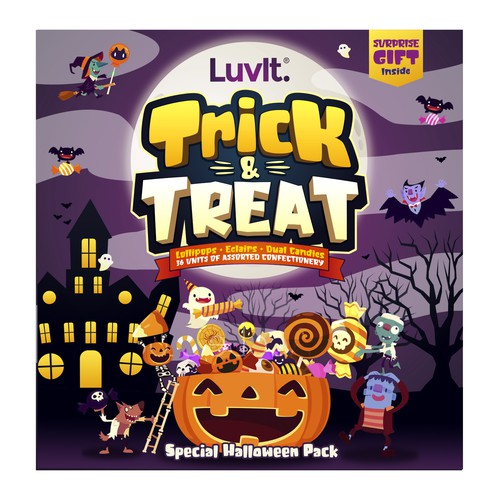 Design a cute Halloween Special Edition Kids Pack for a confectionary brand Design by Wilson8a