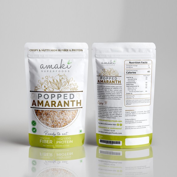 Stand-up pouch for a natural, healthy, superfood brand.