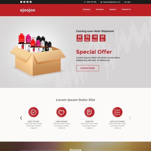 Create a stunning homepage for a Subscription Box business  page