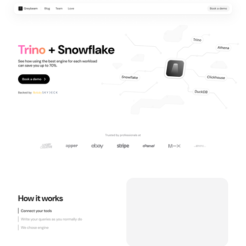 Landing page for data infrastructure startup Design by Yerik Baer