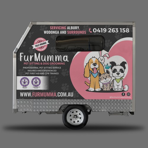 Design a cohesive wrap for our grooming trailer Design by victims