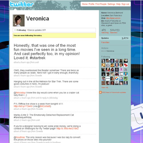 Twitter Background for Veronica Belmont Réalisé par caanan02