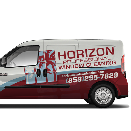 Eye catching cargo van wrap for window cleaning Design by kikodesigns