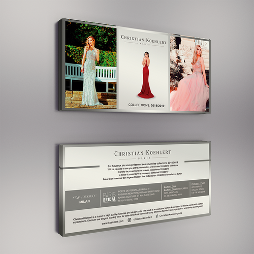 Flyer design for evening dress label needed to invite our customers to Exhibitions Design by Luigi Mazz