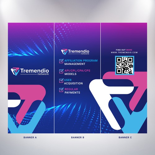 Triangular banner for trade show Design by Rav Astra