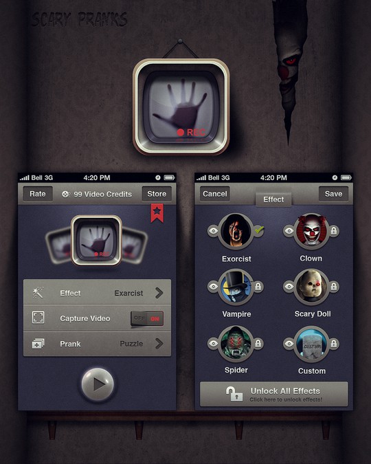 iPhone Design for Novelty Scary App App design contest