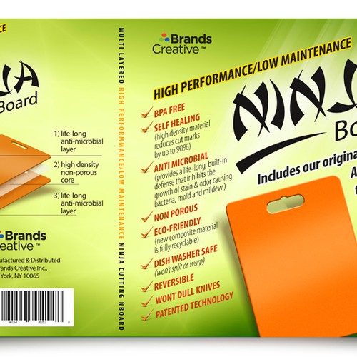 Ninja cutting board product leaflet Design by Adrian Medel
