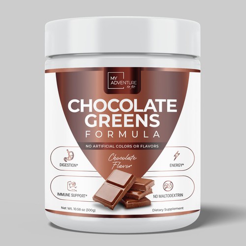 Chocolate Greens Superfood label design Design by Bee Man