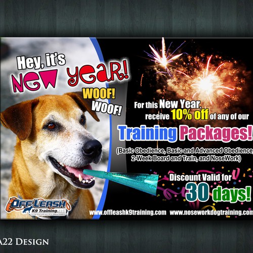 Holiday Ad for Off-Leash K9 Training Design by Vania22