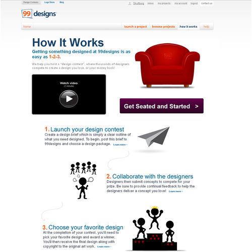 Redesign the “How it works” page for 99designs Diseño de Shinan