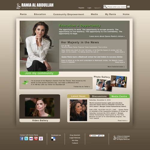 Queen Rania's official website – Queen of Jordan Design por Kotku