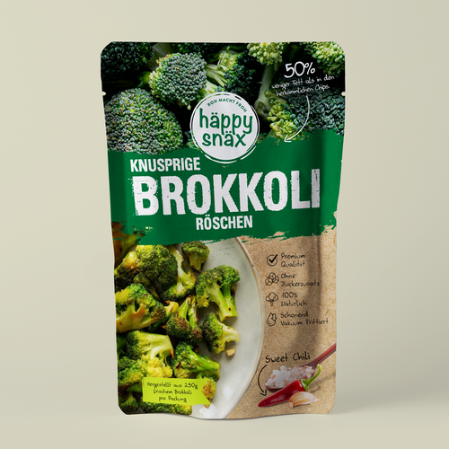 Verpackungsdesign für Doypack Gemüsechips: Vakuum frittierte Brokkoli Chips Design by cebiks