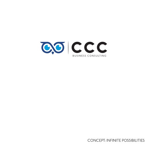 Business service logo with owl symbol Design by Passionately Curious