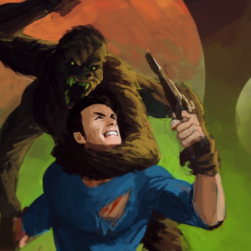 70's style science-fantasy custom art for book cover Design by Fb_design