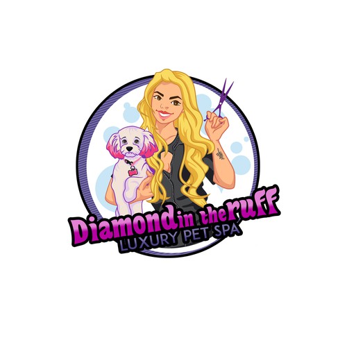 Dog grooming animated logo ad business card Design by Linduska