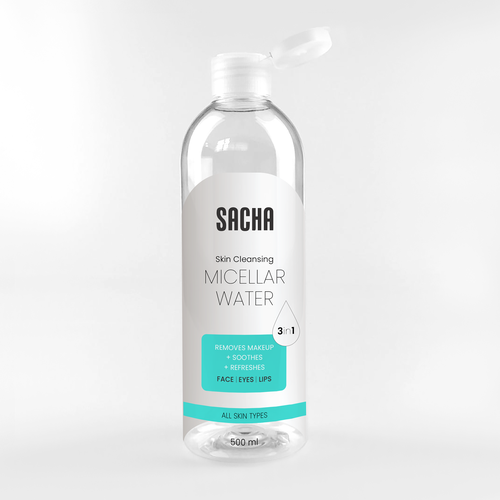 Sacha Micellar Water bottle 500ml Design by Ilka A.