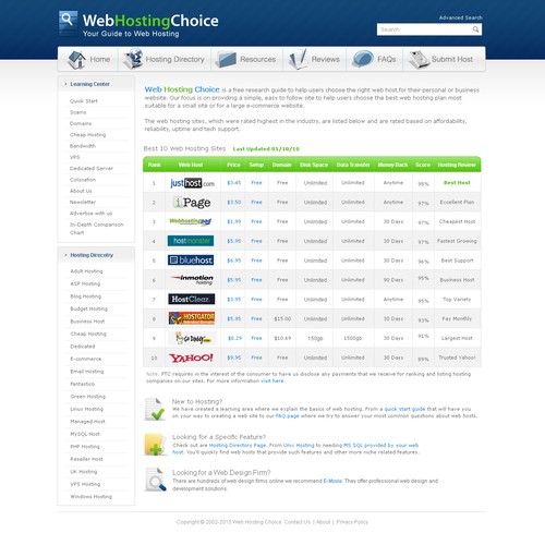 Redesign WebHostingChoice.com Design by anandkumar