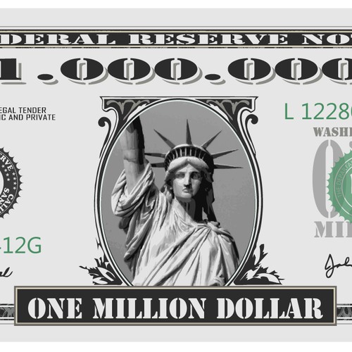Simulated U.S. One Million Dollar Bill Design by simpleart