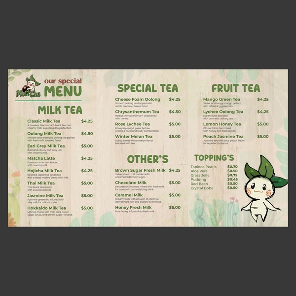 Clean Menu For Mott Cha
