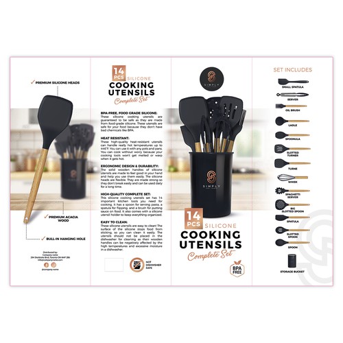 We need the best packaging for our Silicone Cooking Utensils Set Design by tomdesign.org